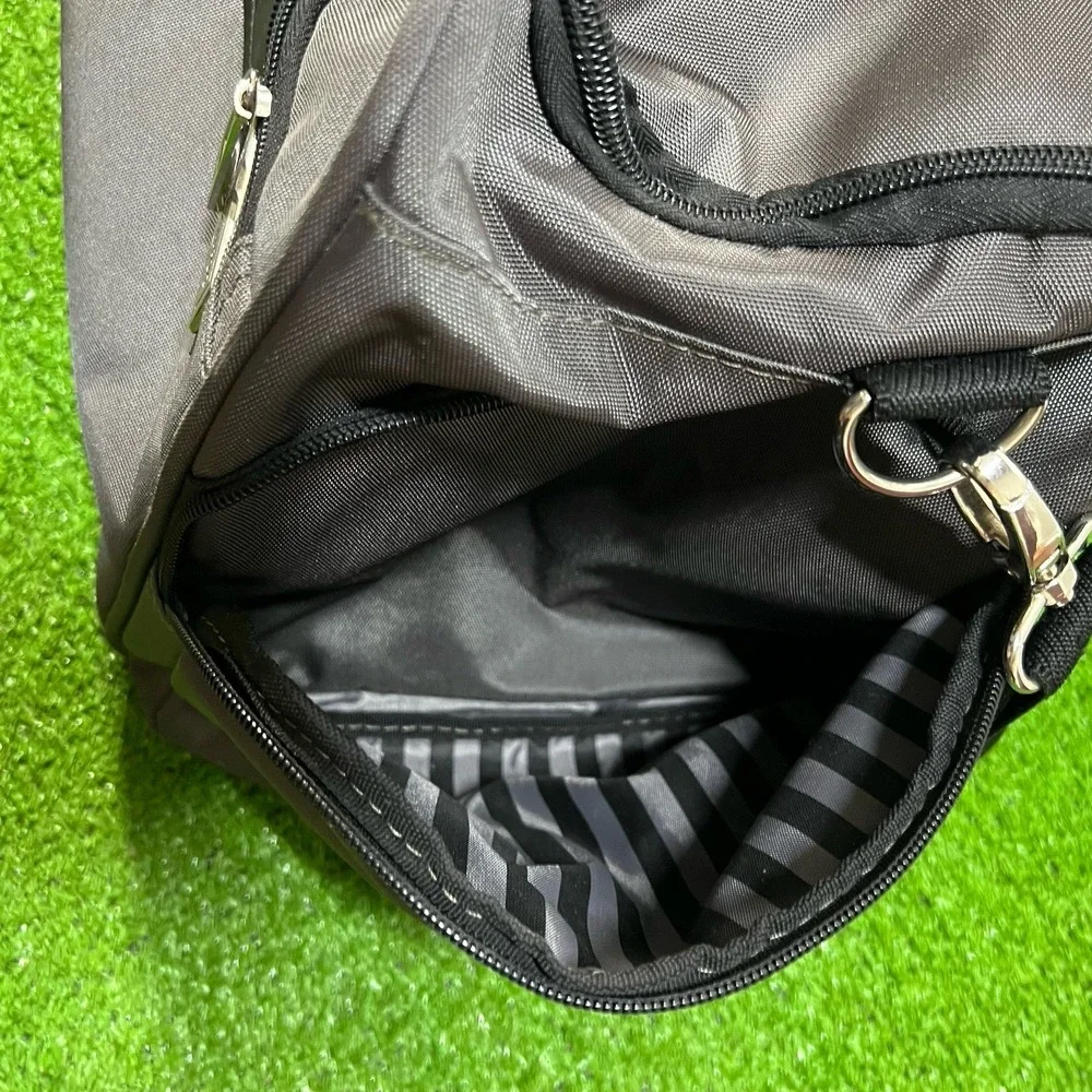 LONDON FOG Duffel Bag Canvas Travel Carry-On Gym Tote Luggage Pinstripe